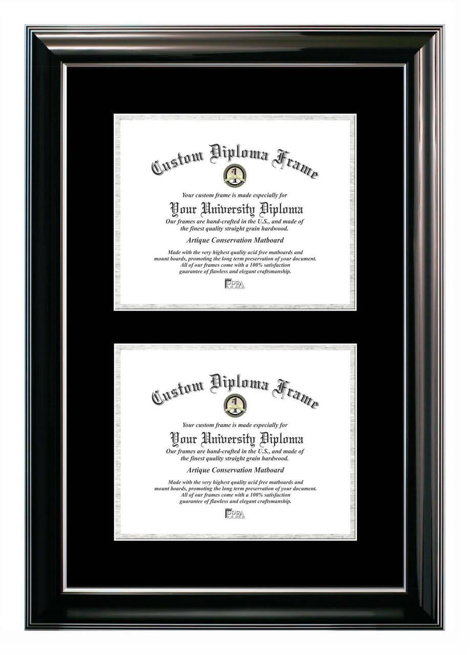 Black 8 x 10 in. Certificate Frame with Black & Silver Mats S555