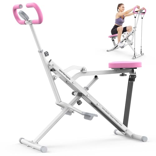 Pink Foldable Rowing Machine with 4 Resistance Bands G42822