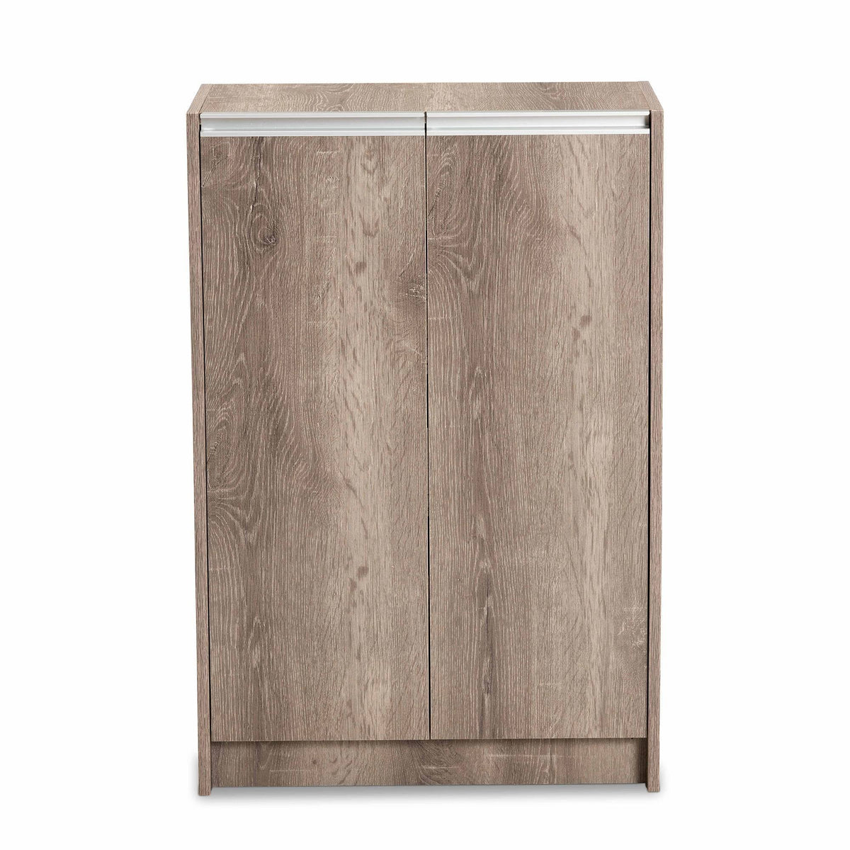 Weathered Oak Finished Wood 2-Door Shoe Cabinet E1709