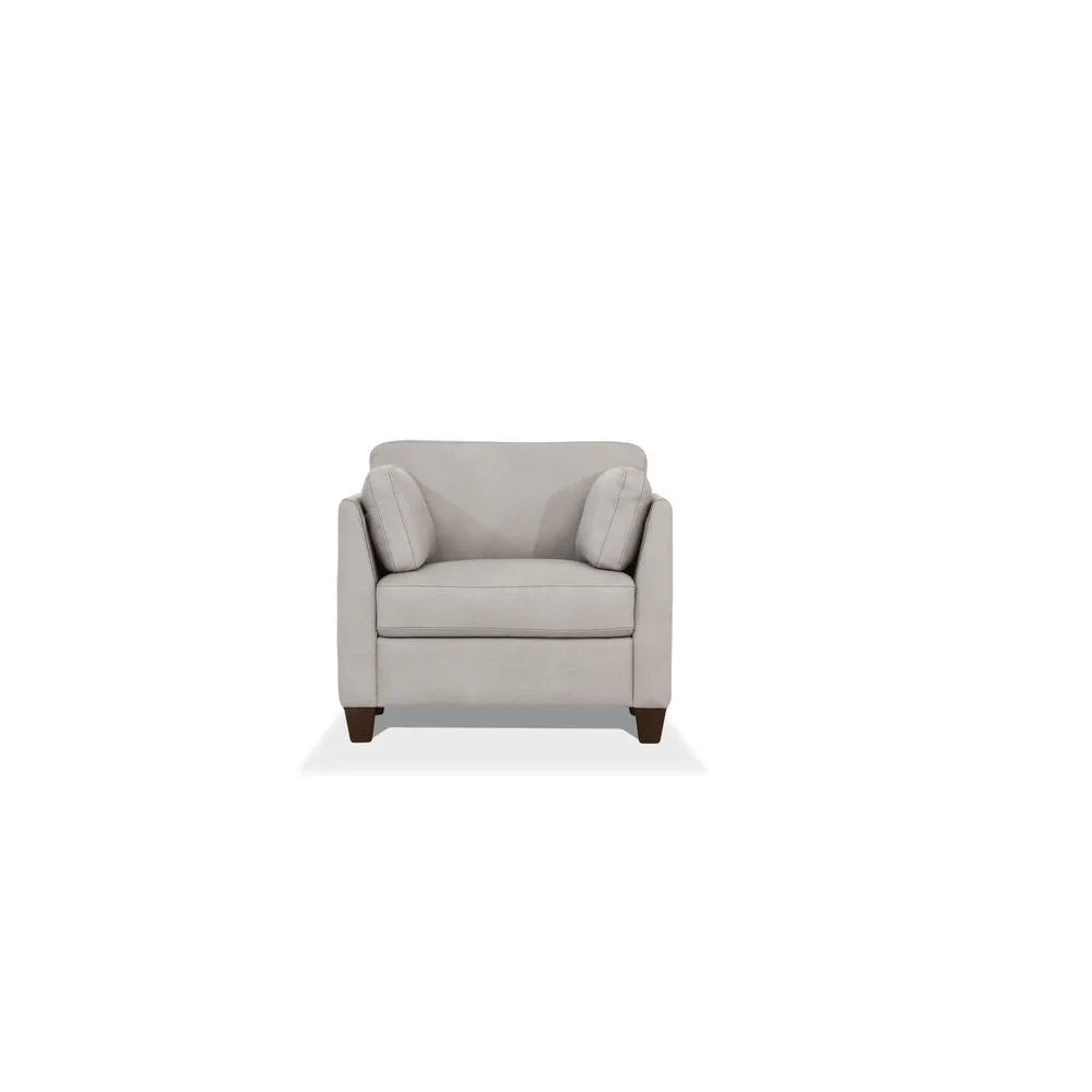 Leather Accent Chair in Dusty White Q13325