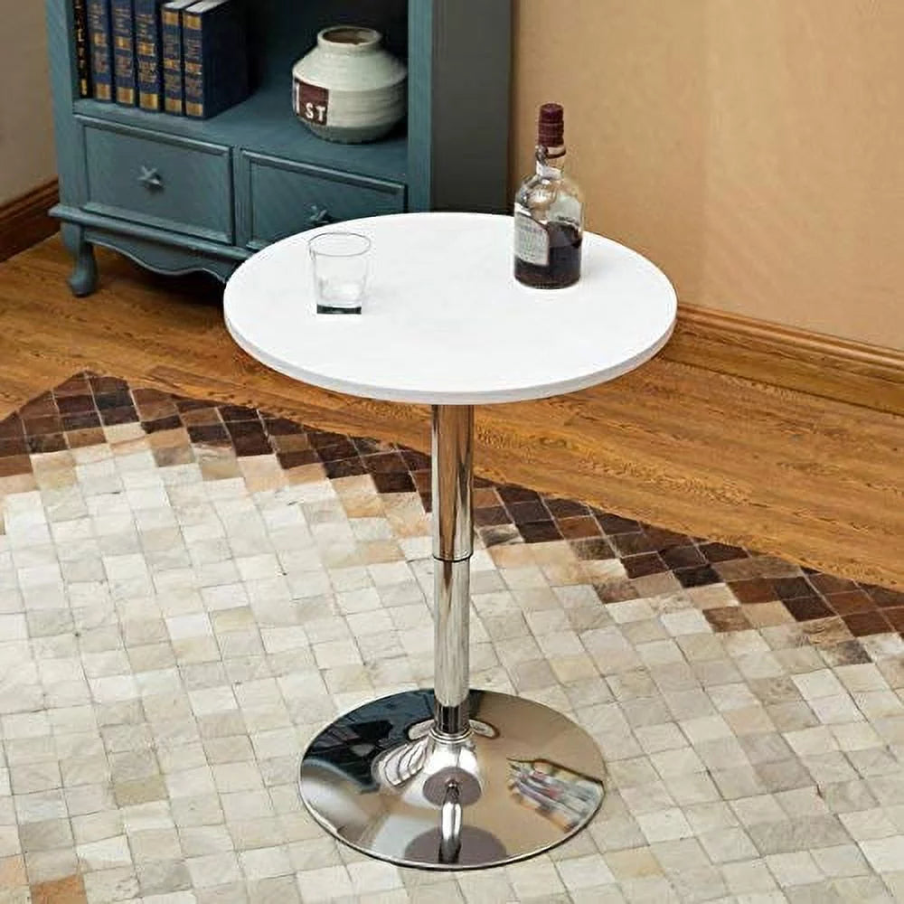 White Adjustable Height Round Bar Table I2717