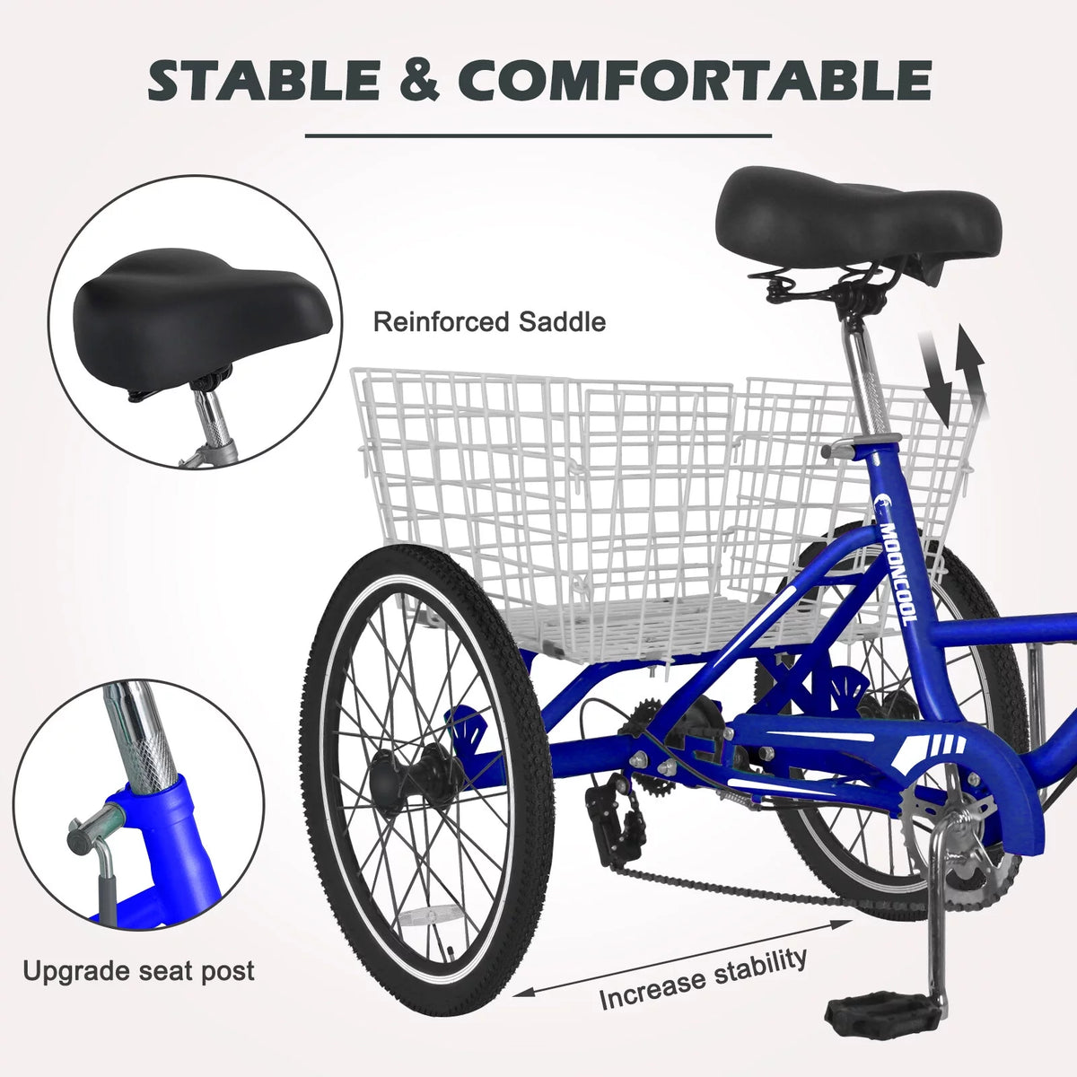 24 Inch 7-Speed 3 Wheels Folding Tricycle T53591