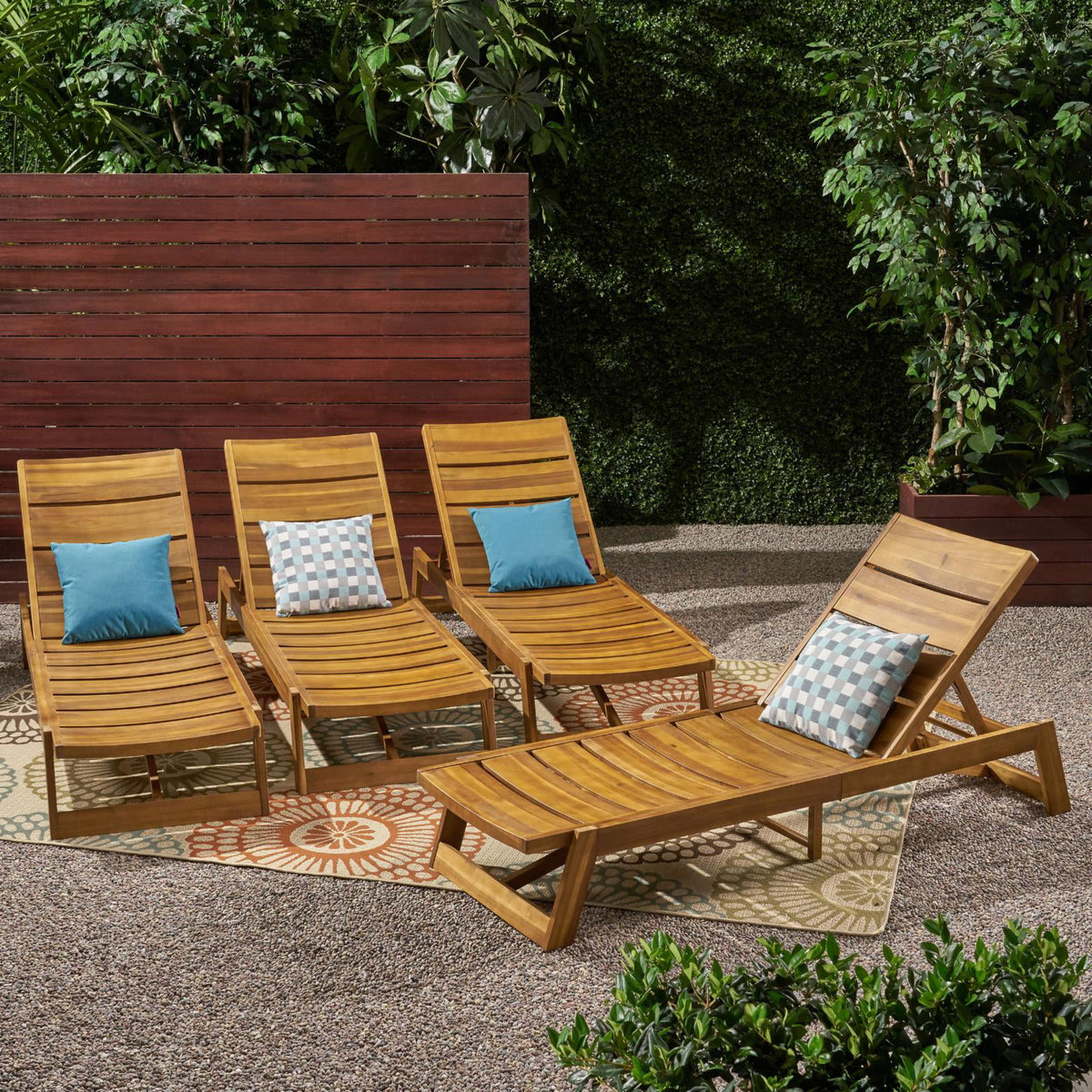 Acacia Wood Chaise Lounge Set of 4 H875
