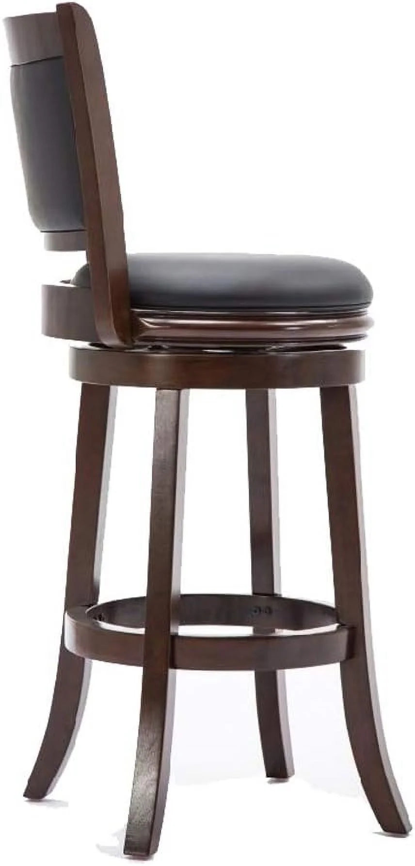 Brown Wooden Swivel Barstool With Padded Seat And Back W394017