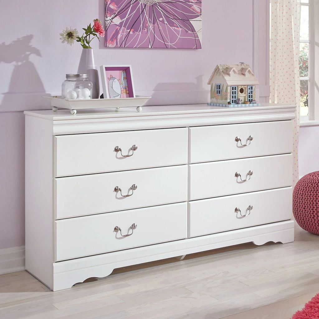 White 6 Drawer Double Dresser A779