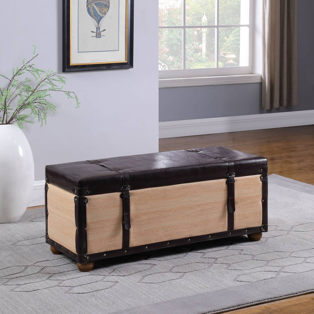 Brown Bonded Leather Storage Bench Z693312