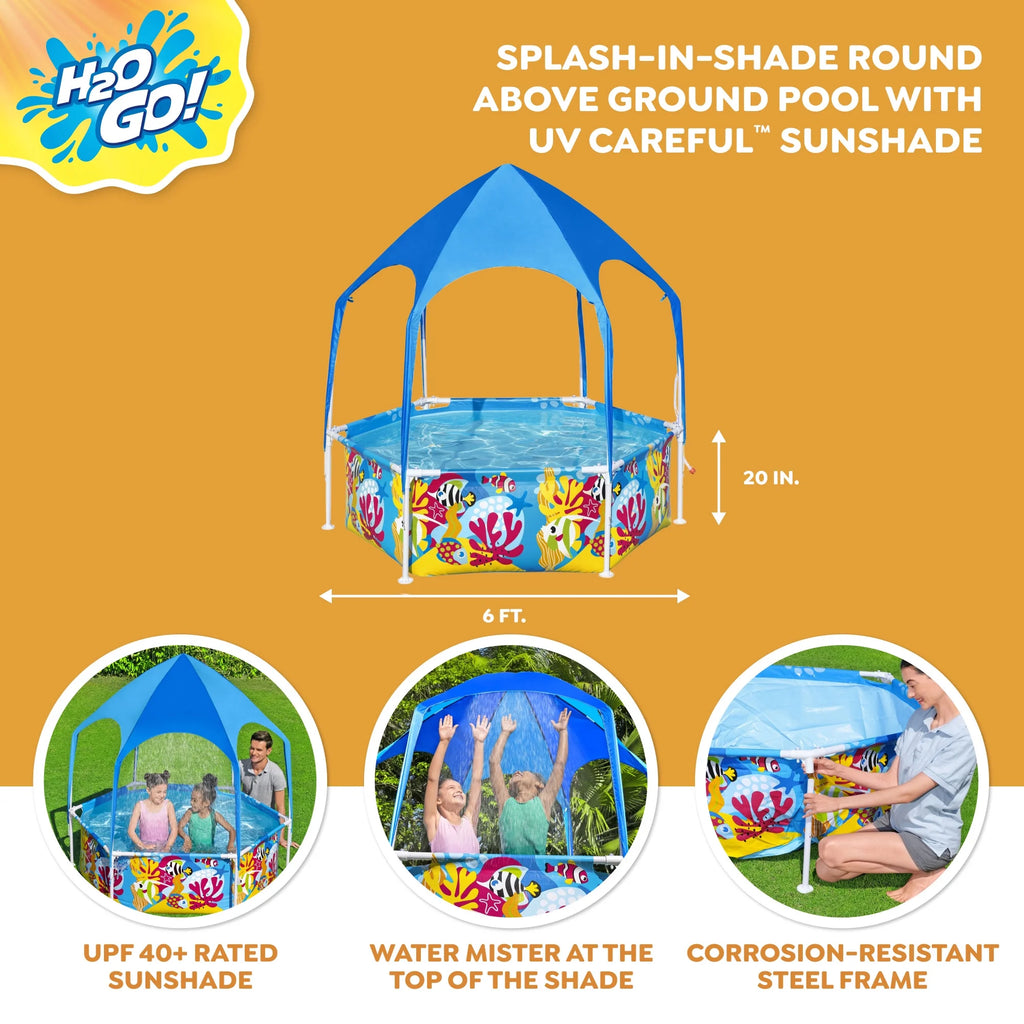 6' x 20 Round Above Ground Swimming Pool with Canopy G47476
