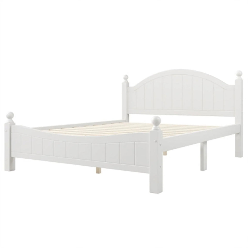 Solid Wood Queen Bed White Y873507