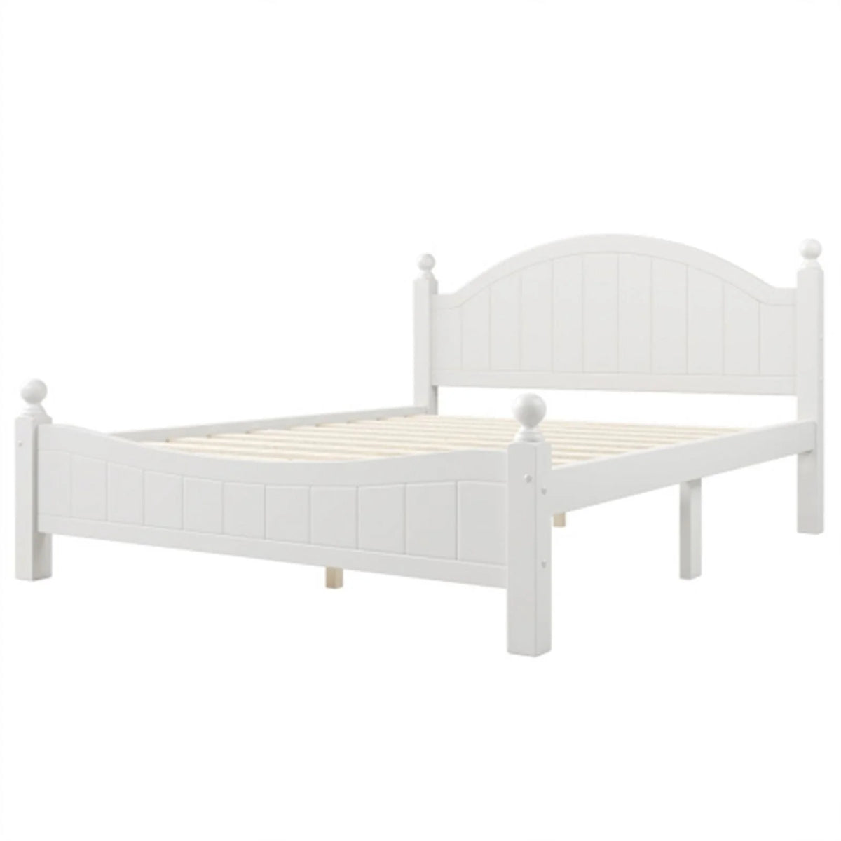 Solid Wood Queen Bed White Y873507