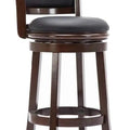 Brown Wooden Swivel Barstool With Padded Seat And Back W394017