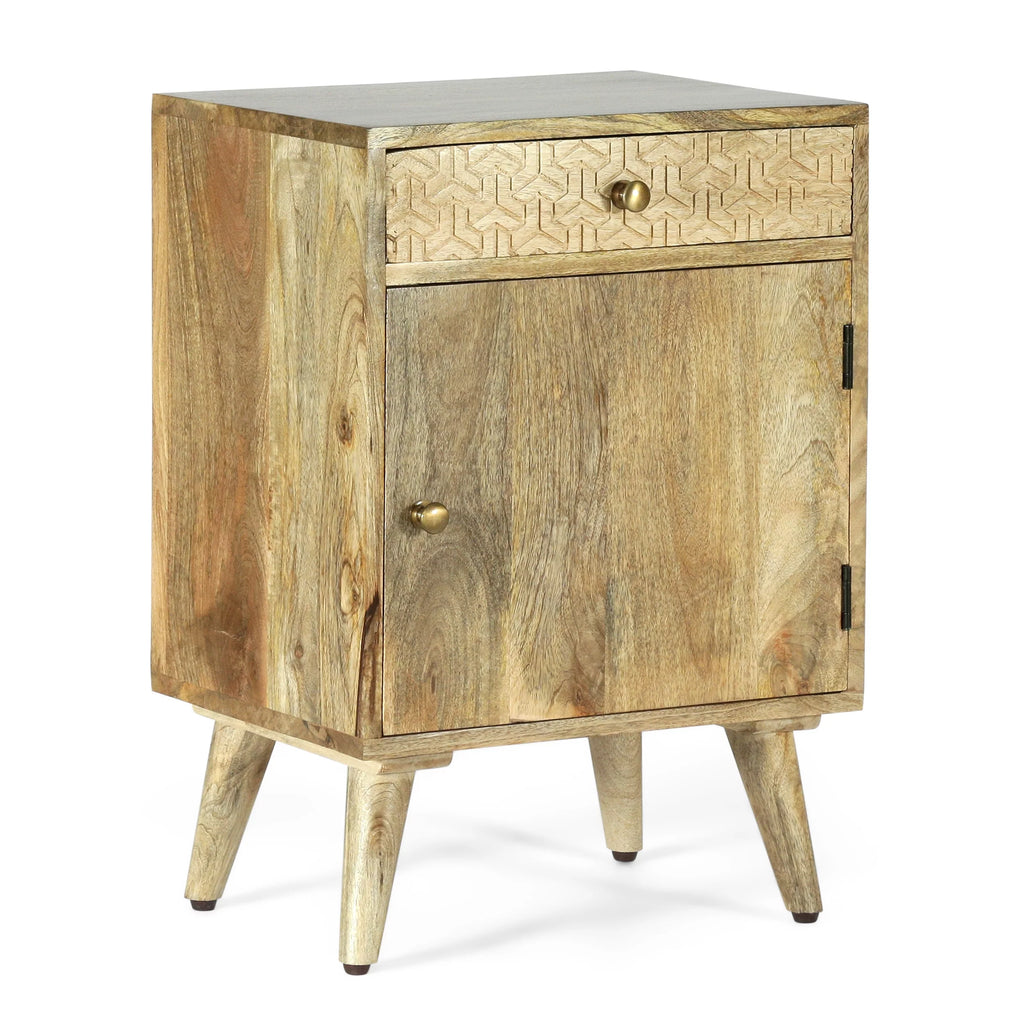 Handcrafted Mango Wood Nightstand with Storage C41624