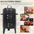 Detachable 3-in-1 Vertical Charcoal BBQ Smoker Grill W349842