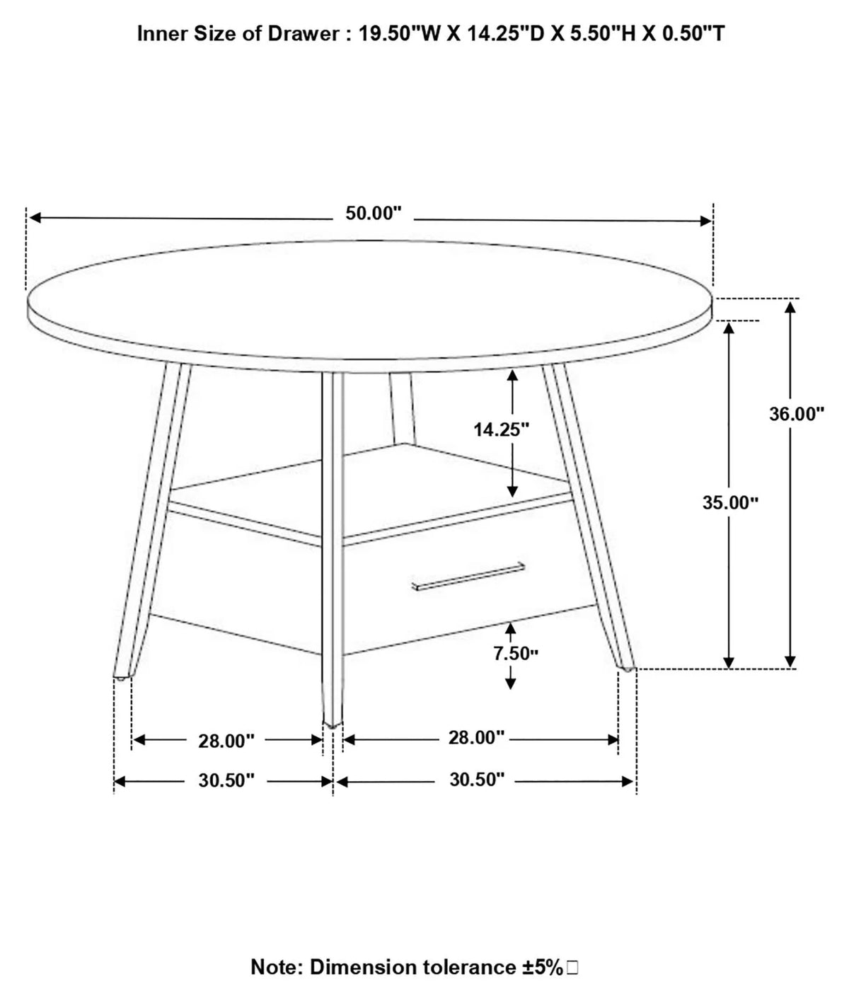 Round Counter Height Table Yukon Oak and Black N9664