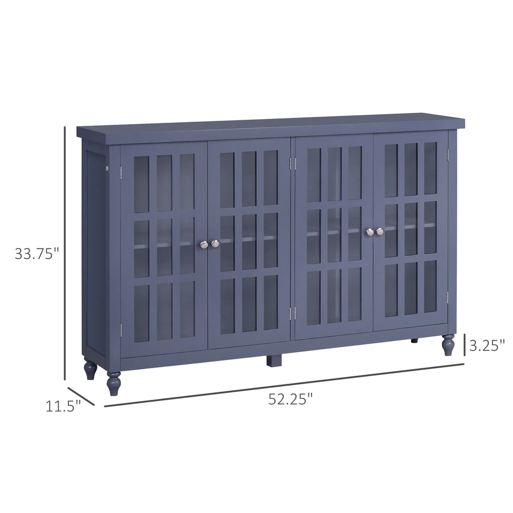 Gray Sideboard Buffet Cabinet with 4 Glass Doors Z3662