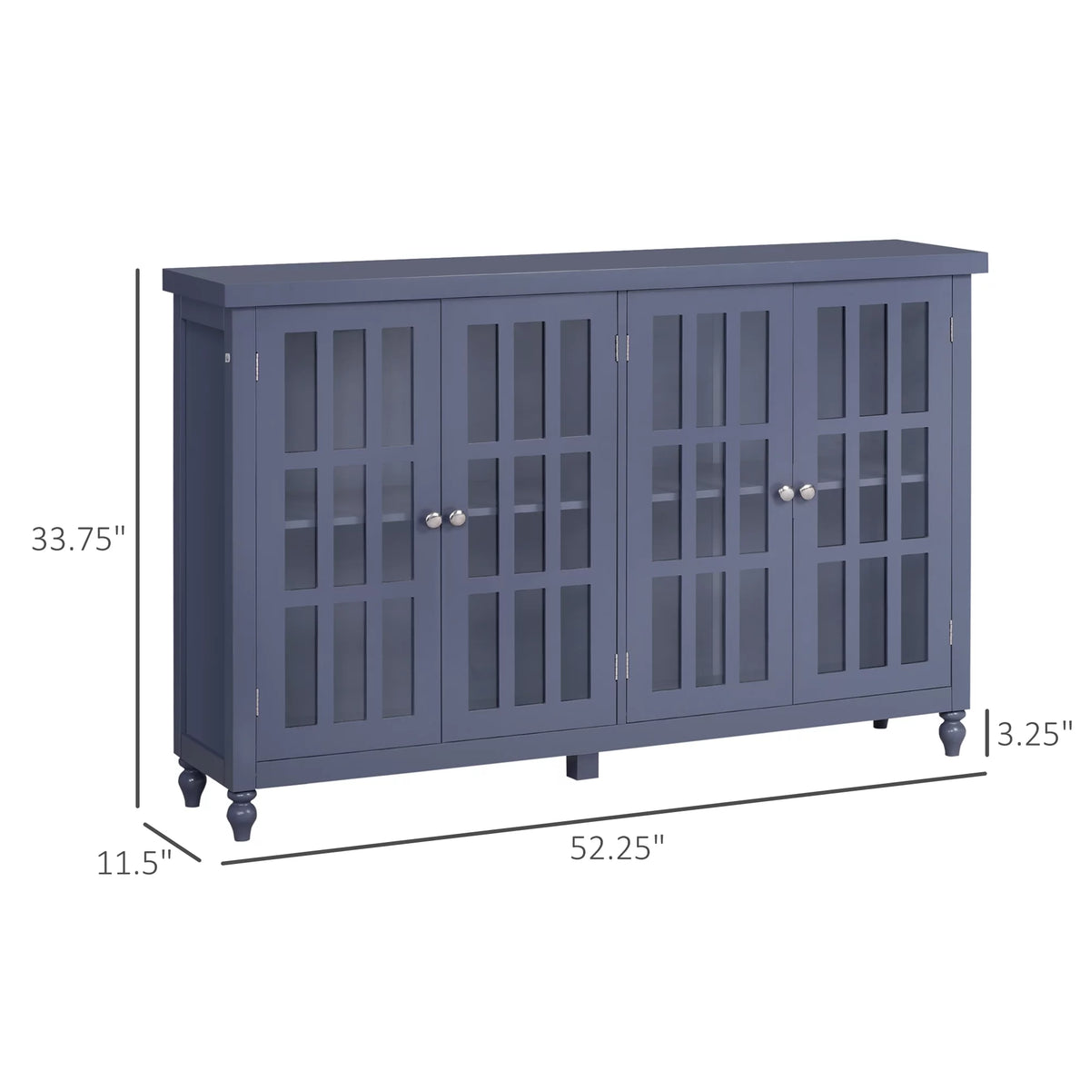 Gray Sideboard Buffet Cabinet with 4 Glass Doors Z3662