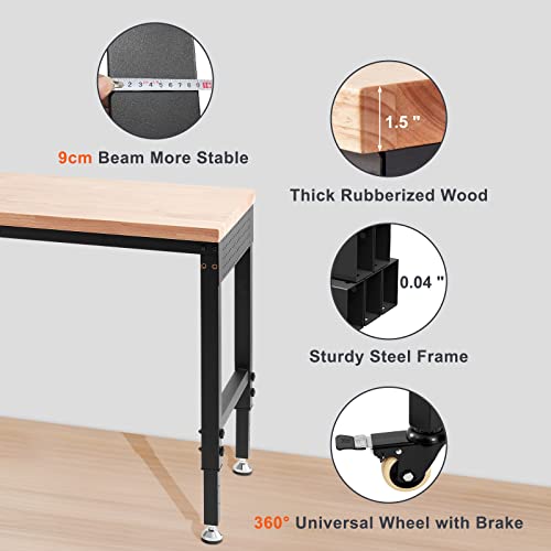 60" Adjustable Heavy Duty Workbench 2000 LBS with Power Outlets P49902