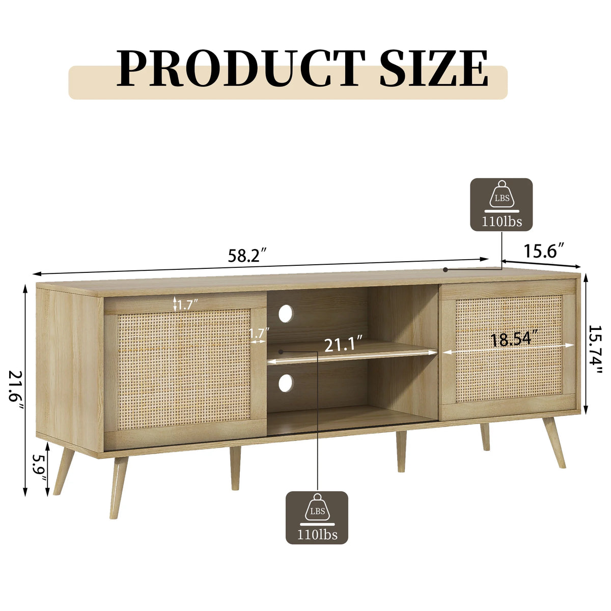 Farmhouse Rattan TV Stand for 75 inch TV D77185