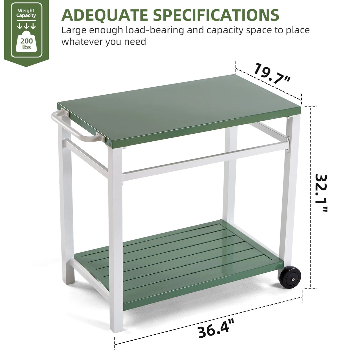 Outdoor Dining Cart Table Aluminum Grill Table with Wheels J409