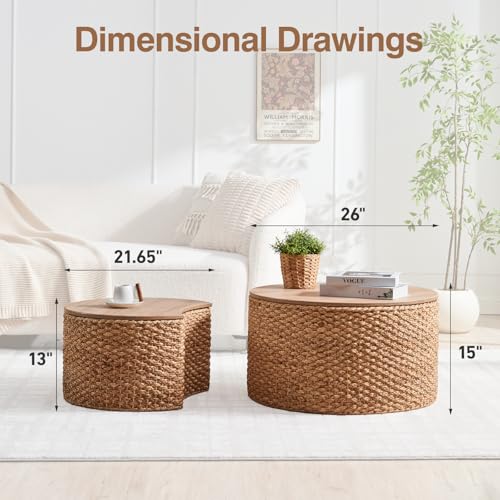 Set of 2 Wicker Rattan Coffee Table with Storage D7056