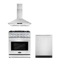 30 Gas Range, Wall Mount Range Hood and Dishwasher B6455