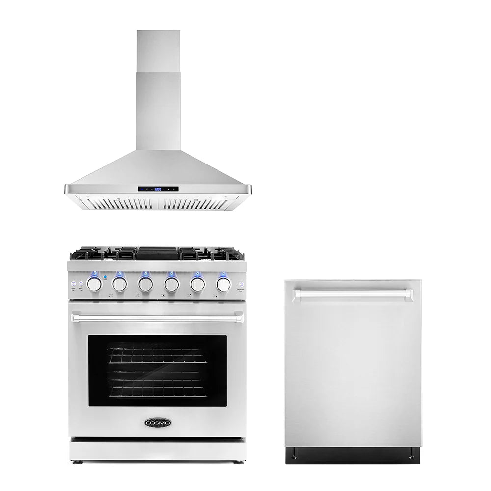 30 Gas Range, Wall Mount Range Hood and Dishwasher B6455