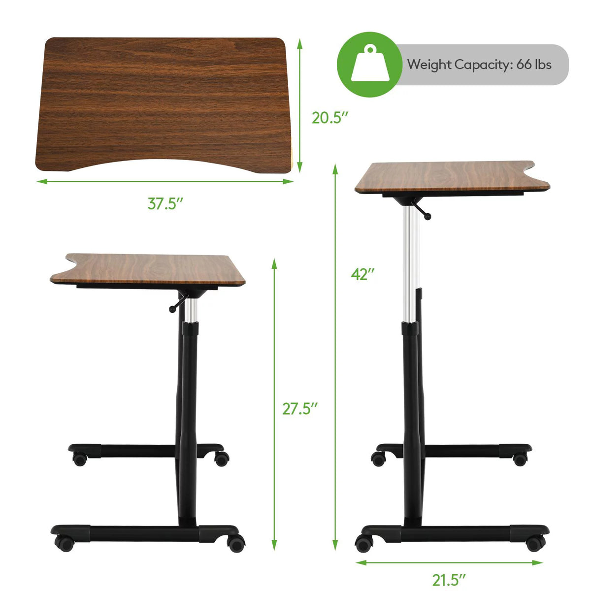 Height Adjustable Standing Desk with Lockable Casters O42082