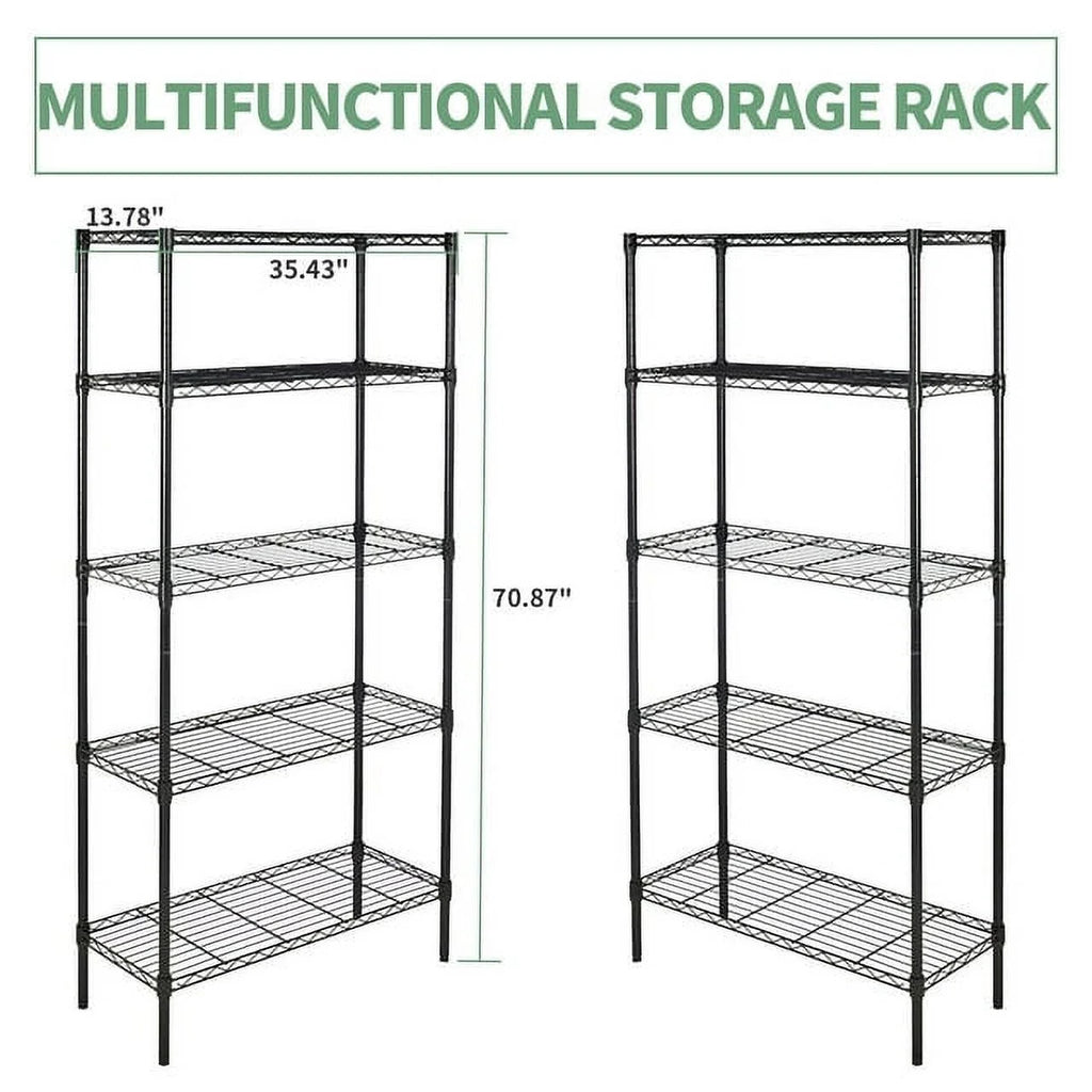 5 Tier Metal Storage Shelving Unit 35 x 14 x 70" R123565