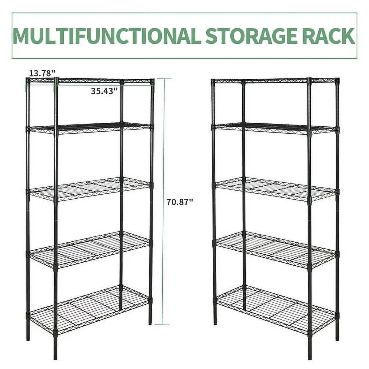 5 Tier Metal Storage Shelving Unit 35 x 14 x 70" R123565