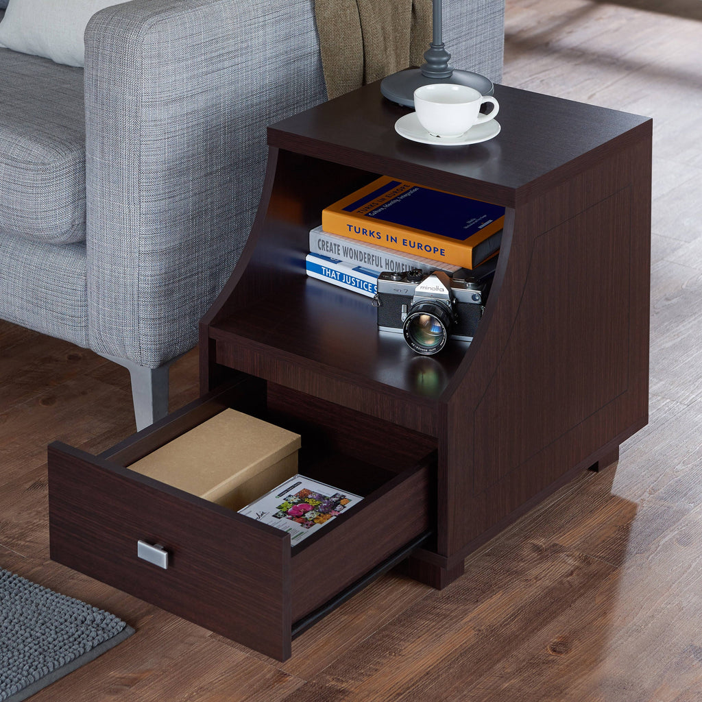 Modern Walnut 1-Drawer Storage End Table X976
