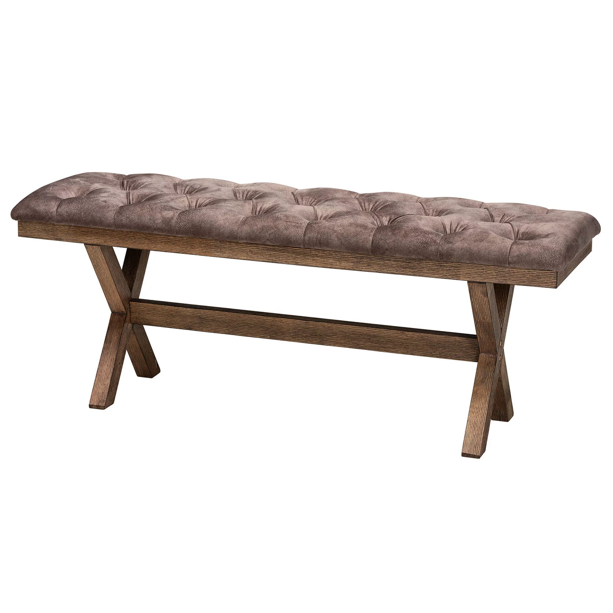 Chocolate Velvet Fabric and Dark Brown Finished Wood Bench Y617018