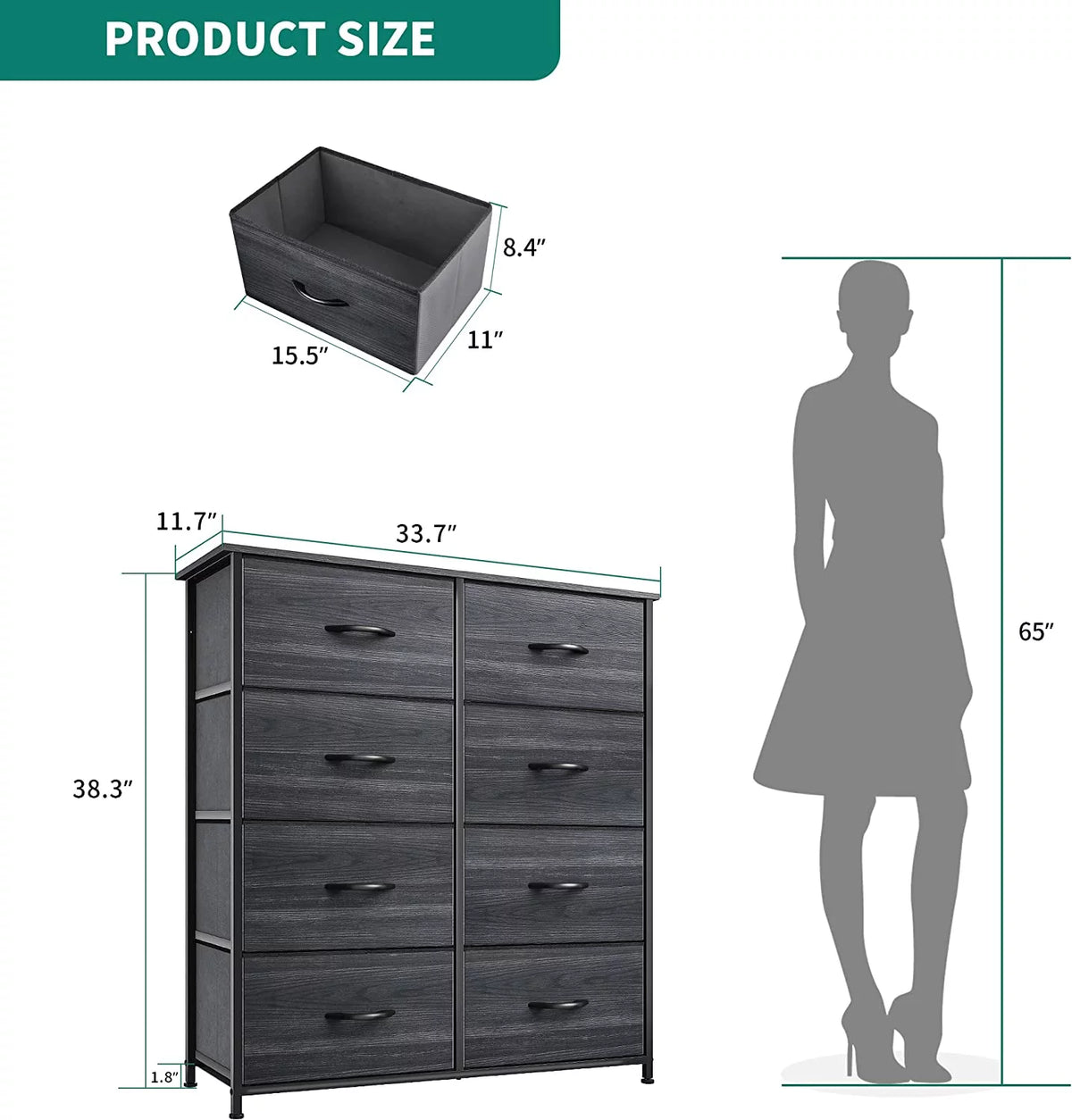 8 Drawer Fabric Storage Dresser N9999