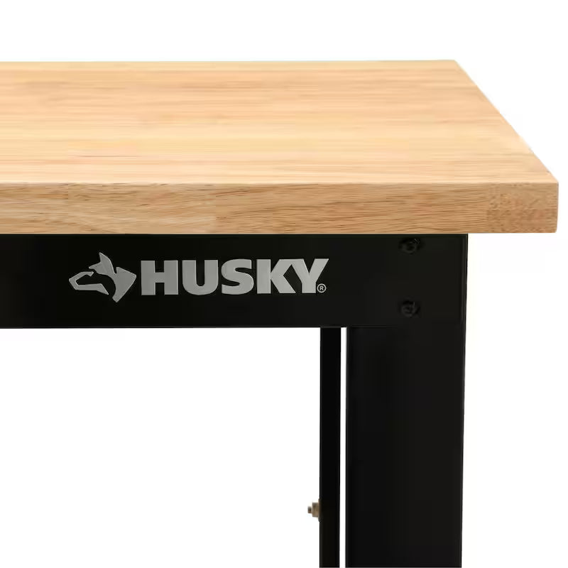 Adjustable Height Solid Wood Top Workbench in Black N4363
