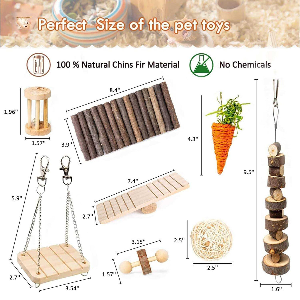 Hamster Chew Toys Set Small Animal Molar Toys Teeth Care Wooden Accessories S5444