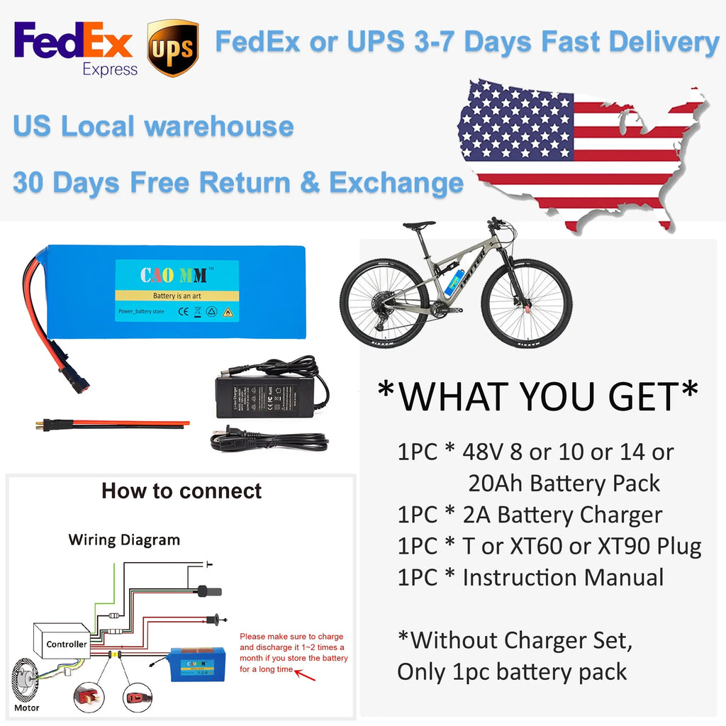 48V 10AH Lithium Ebike Battery with 5A Charger T817