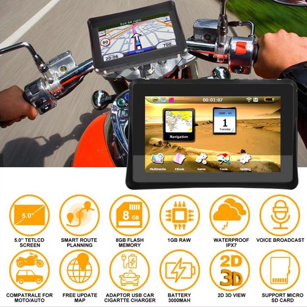 Waterproof Motorcycle GPS Navigator D30396