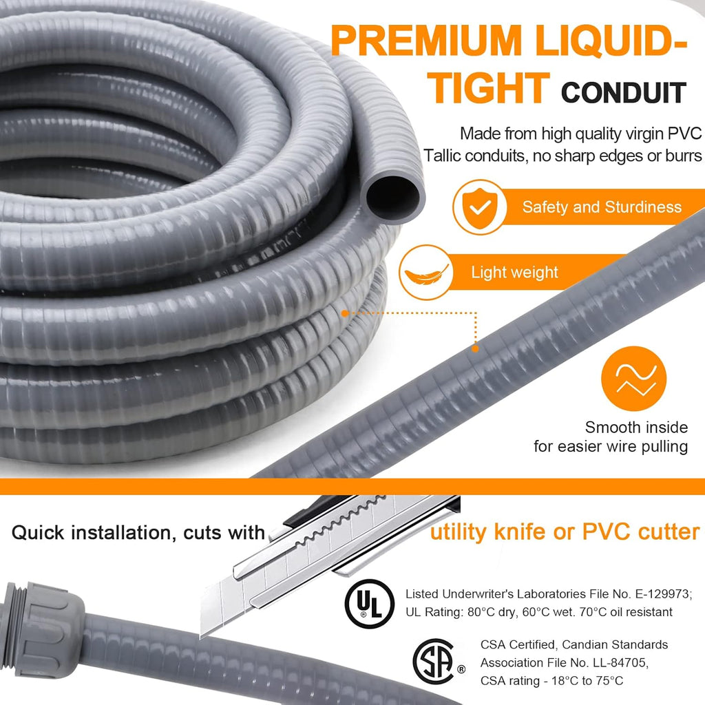 1 in. Dia 25ft Liquid-Tight Non Metallic Conduit Kit Pack of 2 S81922