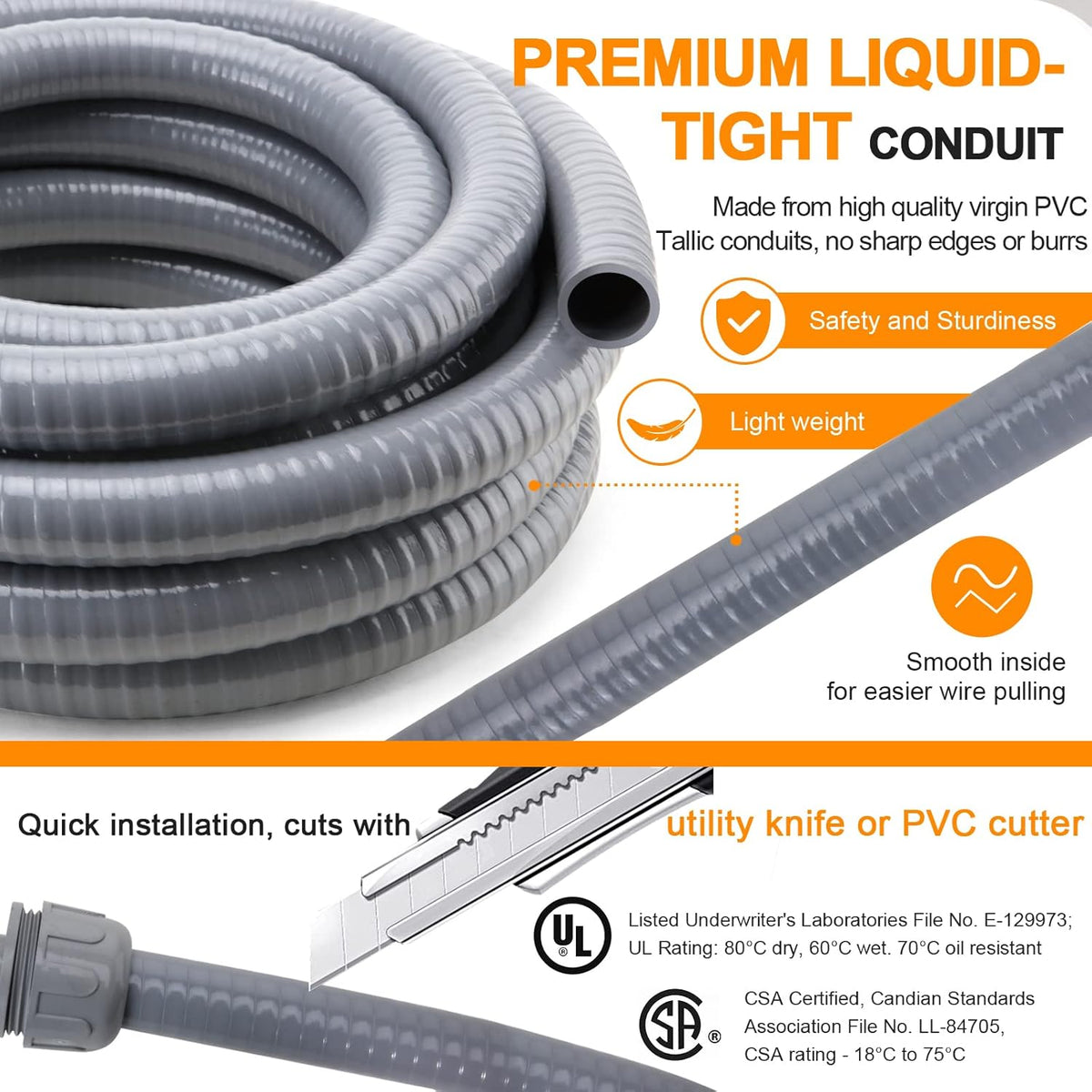 1 in. Dia 25ft Liquid-Tight Non Metallic Conduit Kit Pack of 2 S81922
