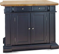 Black and Oak Kitchen Island with Wood Top and Drop Leaf Breakfast Bar H954026