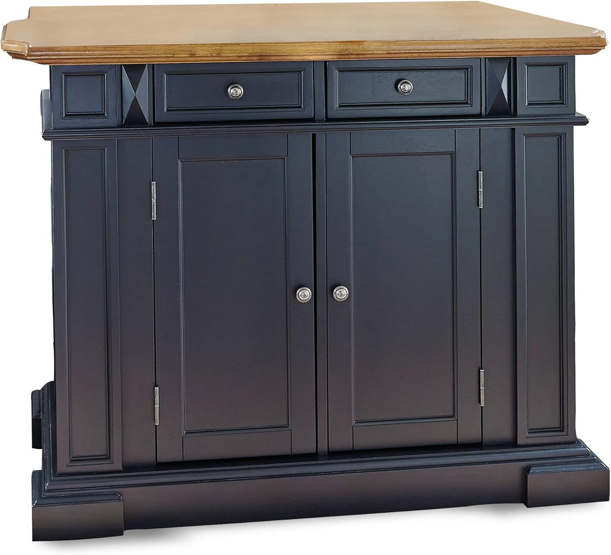 Black and Oak Kitchen Island with Wood Top and Drop Leaf Breakfast Bar H954026