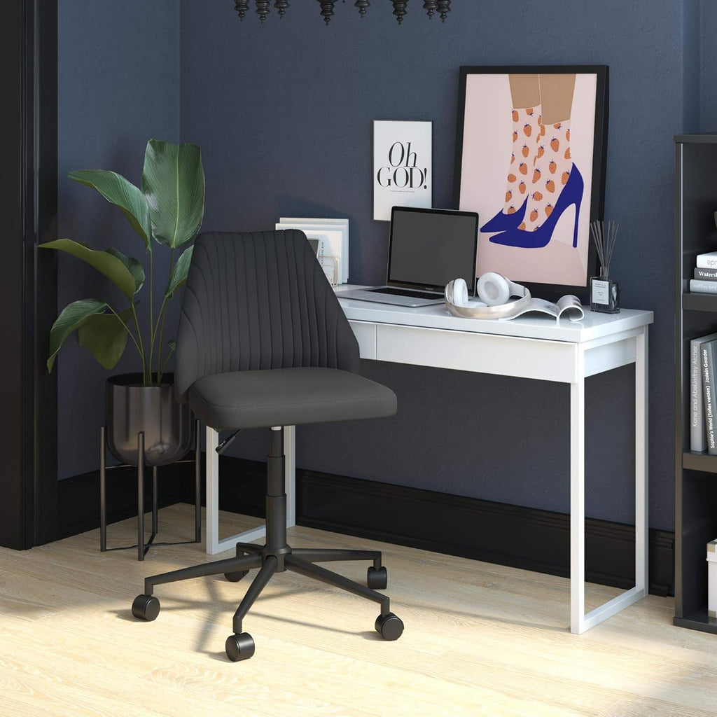 Mustard Linen Office Chair with Casters K9057