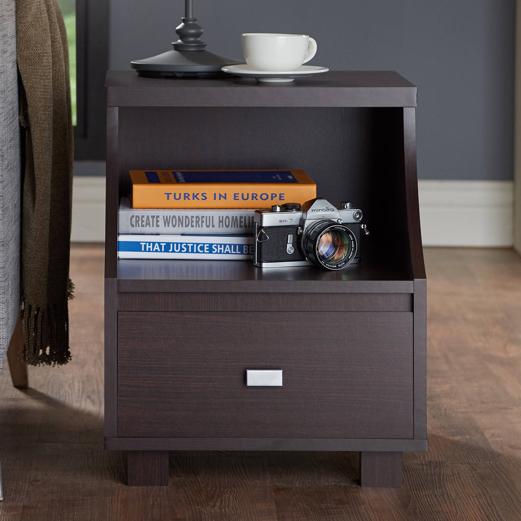 Modern Walnut 1-Drawer Storage End Table X976