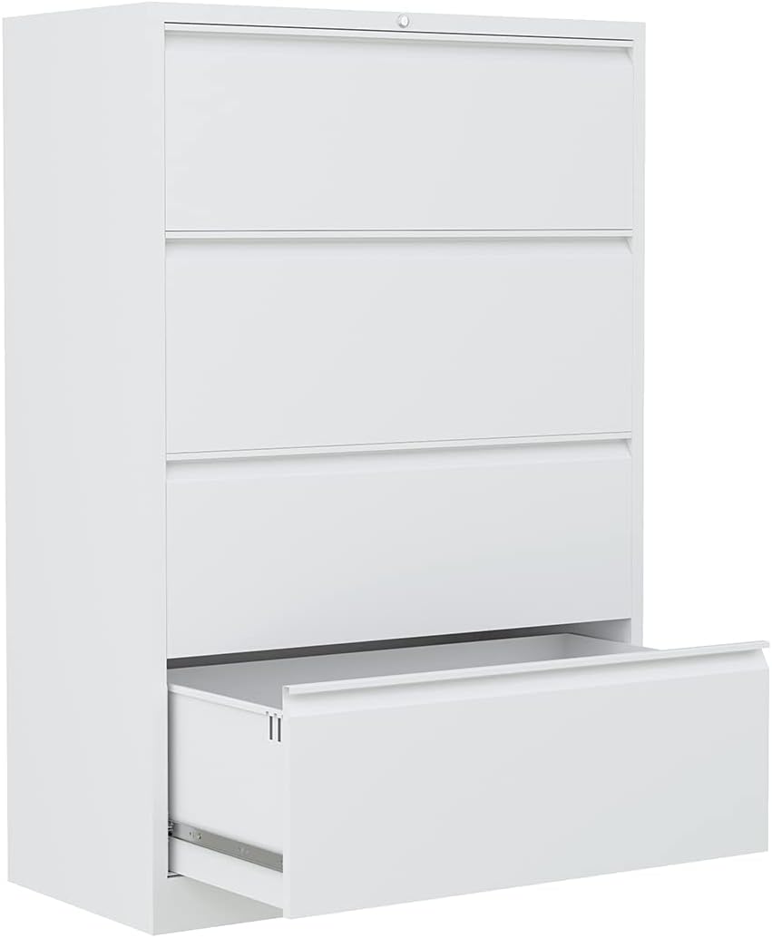 4 Drawer Black Metal Lateral File Cabinet with Lock K8400