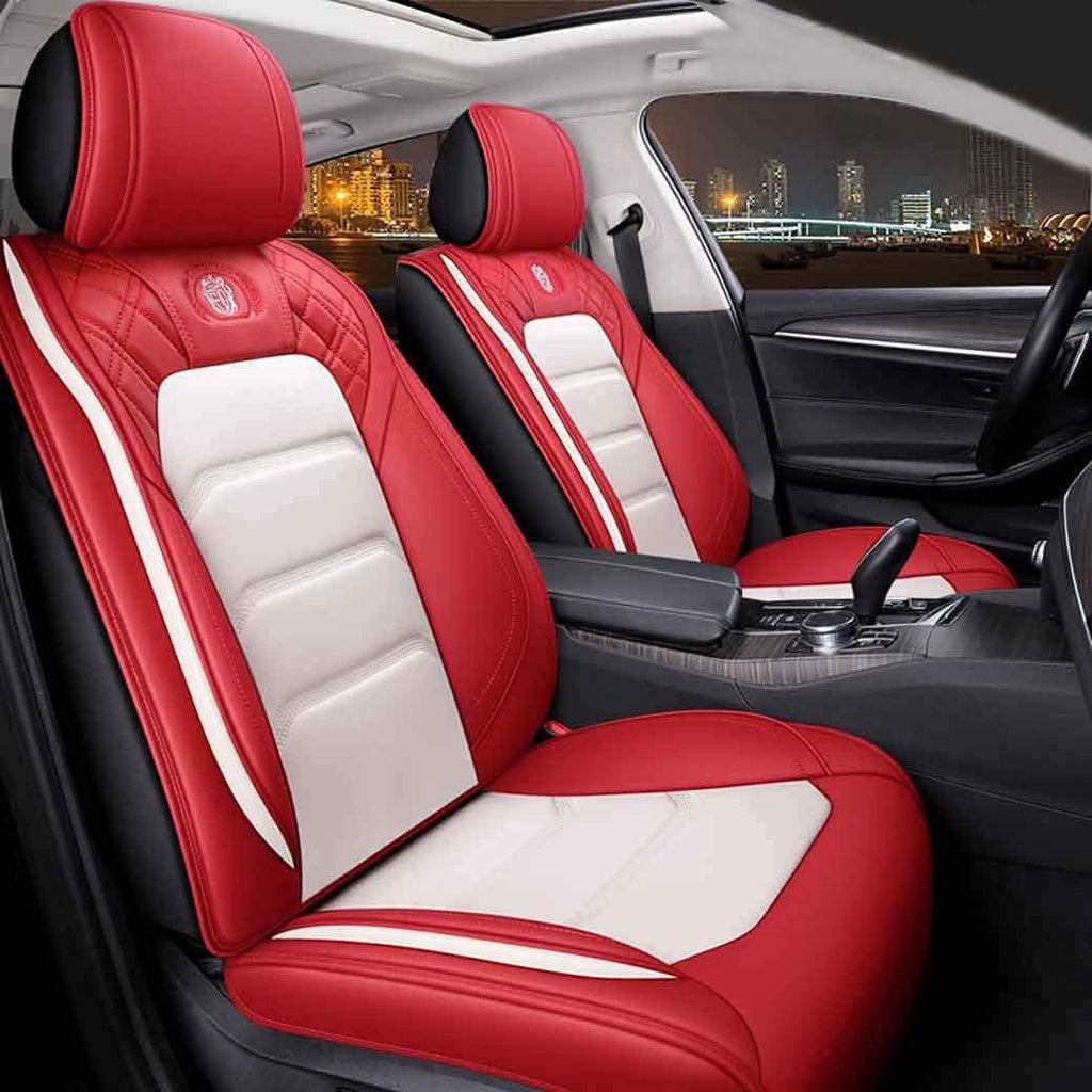 Leather Car Seat Covers 5 Seats Full Set Black Pink Q613675