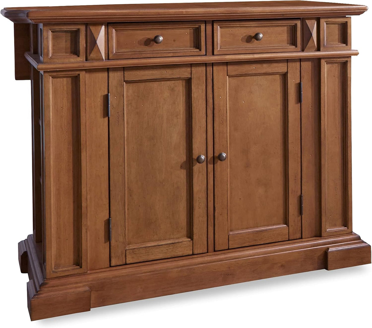 Black and Oak Kitchen Island with Wood Top and Drop Leaf Breakfast Bar H954026