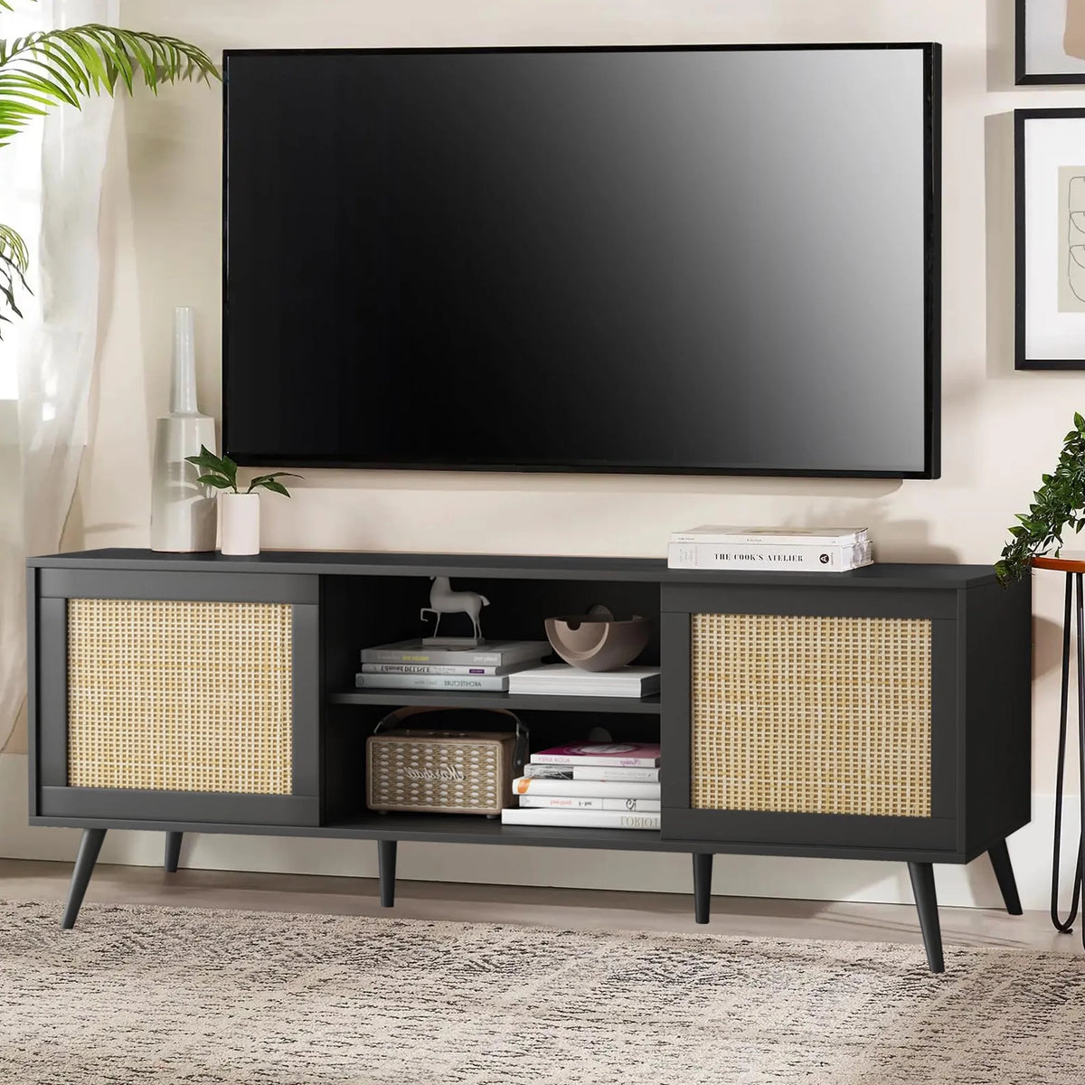 Farmhouse Rattan TV Stand for 75 inch TV D77185