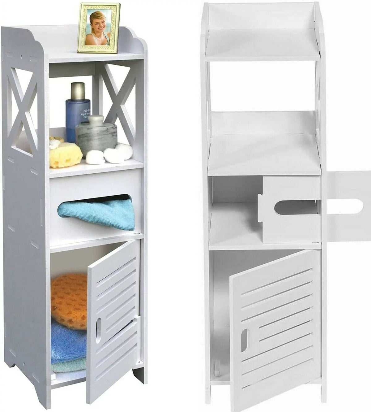 Wooden Bathroom Storage Cabinet with Shelves and Drawer Z482285