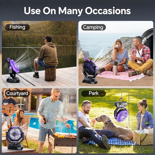 20000mAh Portable Rechargeable Battery Powered Fan with Light X9503