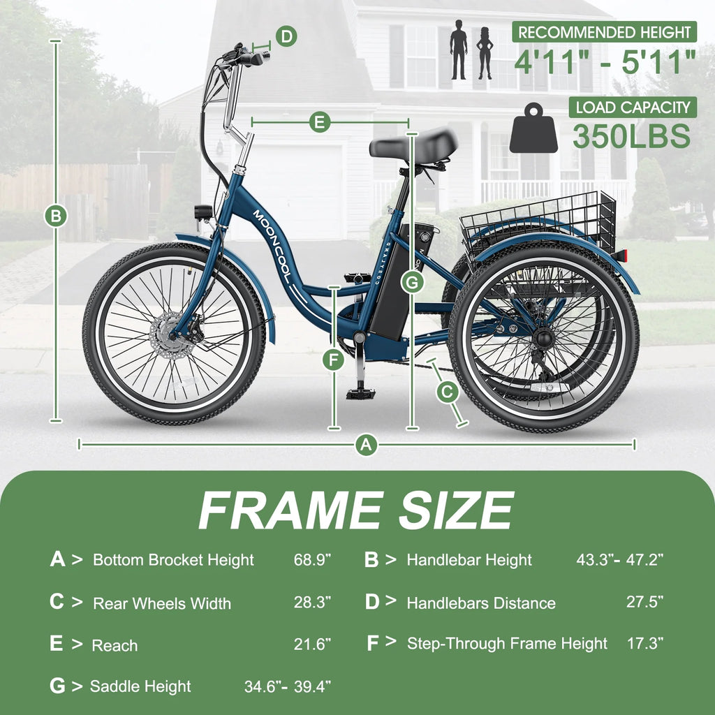 24 Inch 3 Wheel Electric Tricycle with 36V Removable Lithium Battery S77967