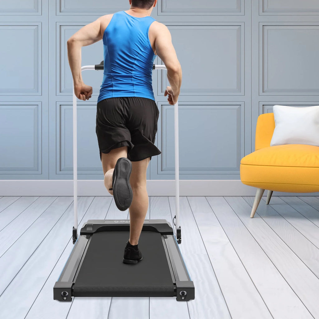 Folding Treadmill, 500W 2.0HP Under Desk Electric Treadmill with Remote & Handrail, Black J1804