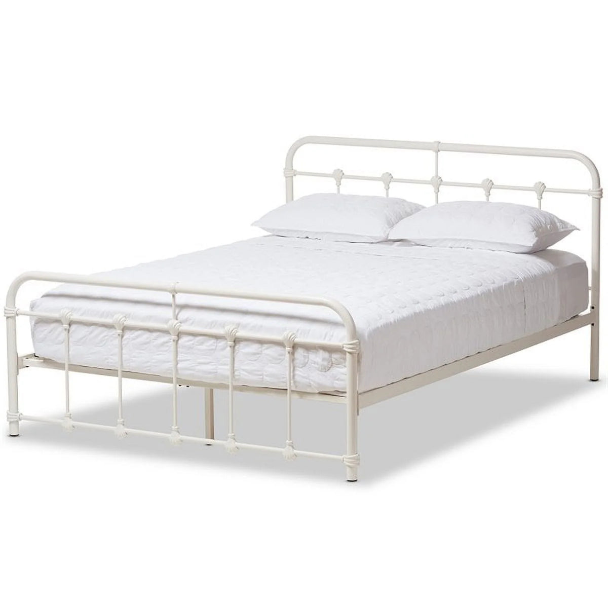 Queen Metal Spindle Bed in White A5601
